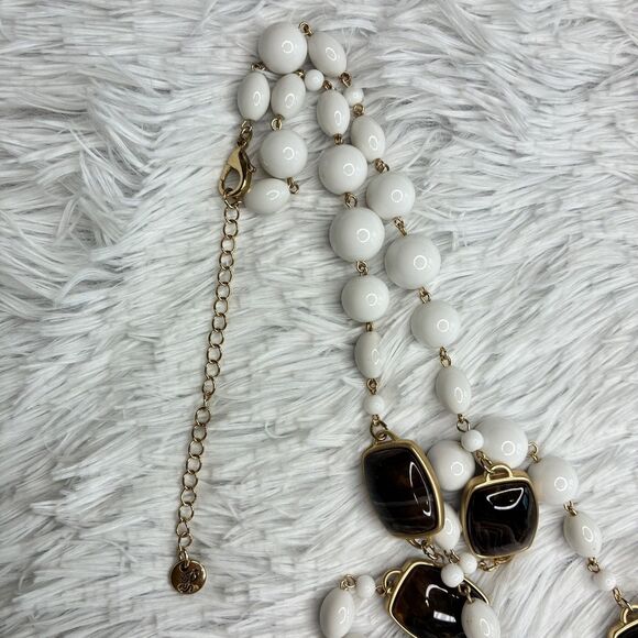 Plunder Necklace EMBRY- WHITE BEADS w/DARK MARBLED STONES Jewelry Women’s - Picture 5 of 8